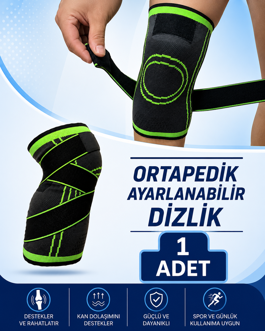 Medikal Dizlik Ayarlanabilir Diz Koruyucu Set Desteği 1 Adet