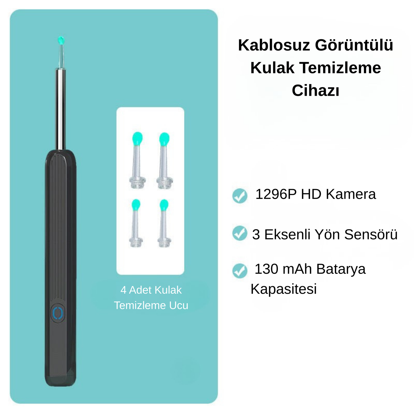 Kablosuz Wifi Kulak Temizleme Kamerası N7 Modeli 1296P HD